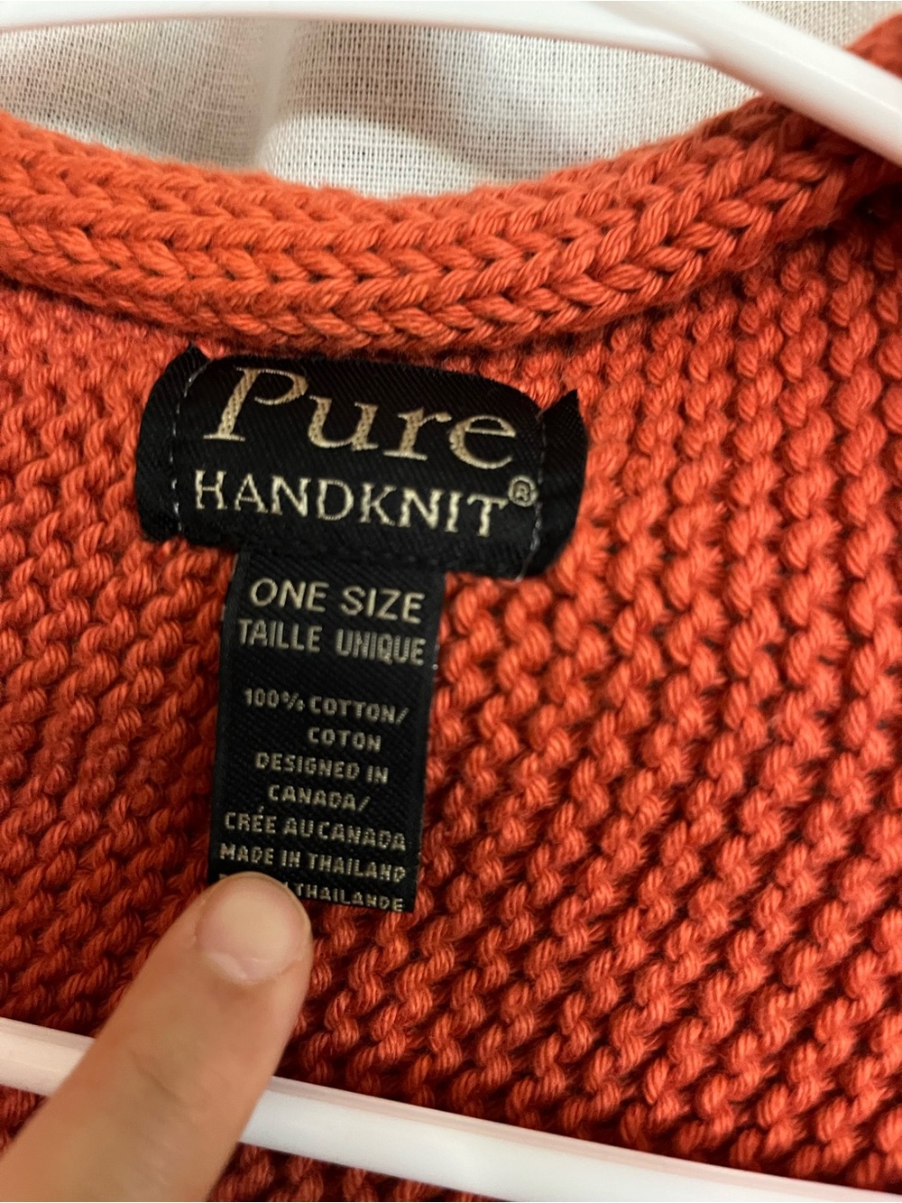 Pure Handknit Rust Button-Accented Knit Wrap or Poncho or Shawl - Picture 2 of 3
